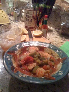 Maureen's awesome jambalaya plus extras.