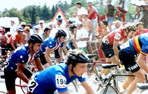 Roy and I climbing in the '85 Worlds in Italy.
