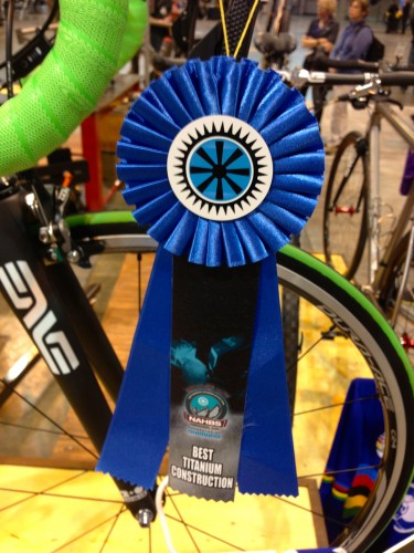 Kent won Best Titanium Construction award, which he nearly always does.  His bikes are beautiful.