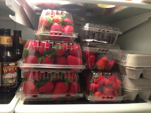 Plenty of fruit in the fridge for Easter breakfast.