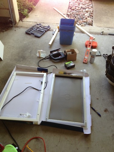 Laying out the dog door project.