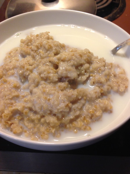 Fall is oatmeal time.  I made way too much yesterday.  I've been cutting up apples and mixing it with raisins recently.