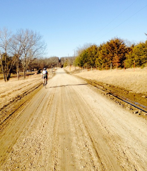 The gravel road back from Lawrence to Topeka was in pretty bad shape the first half.  We were on our road bikes, sans extra tubes and air, so we were riding gingerly.