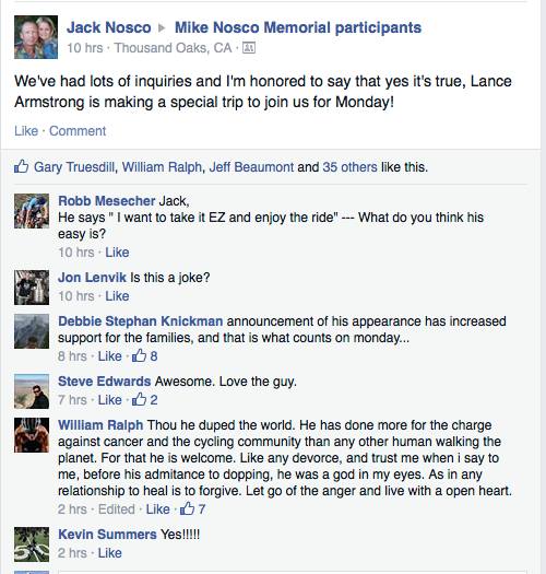 Mike Nosco ride Facebook page.