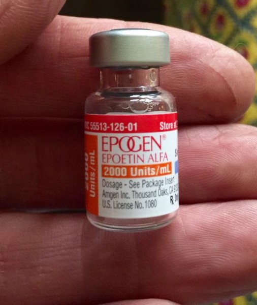 Here is a vial of the drug of choice for endurance athletes the last two decades or so.  It seemed so weird even holding it.