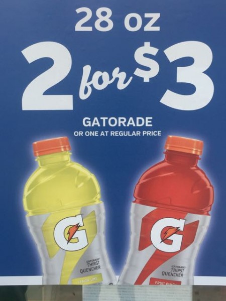 Gatorade has pulled the "sell less, for the same price" deal that lots of products have done recently.  They took 4 oz or liquid out of the bottle.  Same with orange juice.  It isn't a half gallon anymore.  It is 1.8 quarts.
