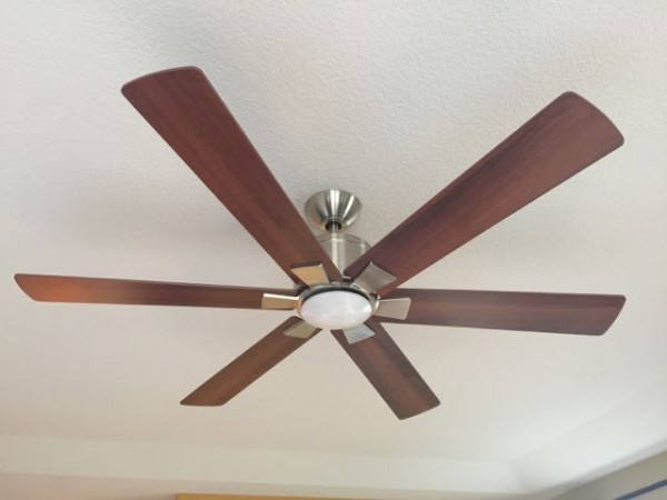 The ceiling fan we installed.  Pretty nice.  The hardest part was putting the remote receiver under the cover.