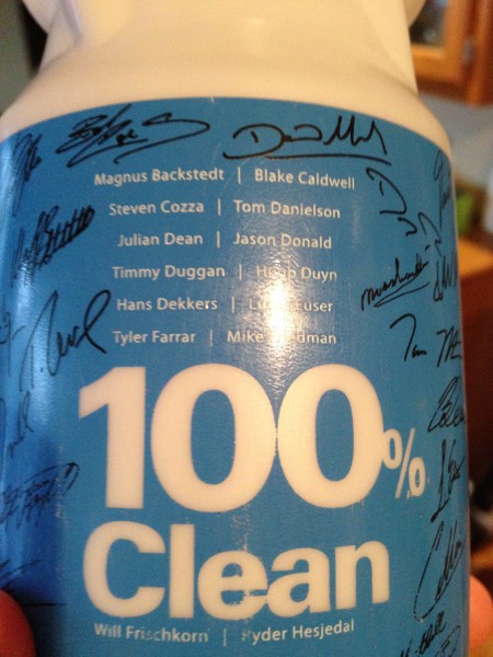 I got this photo from an employee at Garmin.  He said - It's actually a Team Garmin water bottle from a year or two ago. I work at Garmin. The team rolls through after the Tour of Colorado and rides with us. We all get these cool, but factually incorrect, water bottles and stuff like that. 