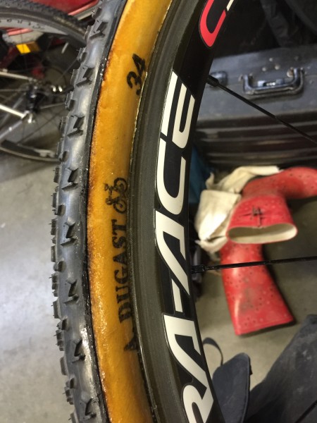 I glued on a couple 34 mm Dugast tires I had left over.  They aren't UCI legal, but the Master's race isn't a <a href=