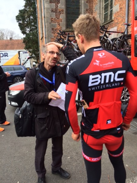 This is BMC rider Fabian Lienhard. Notice the ruler in his pocket. Trudi said he brought it from Switzerland to set his seat position. Swiss.