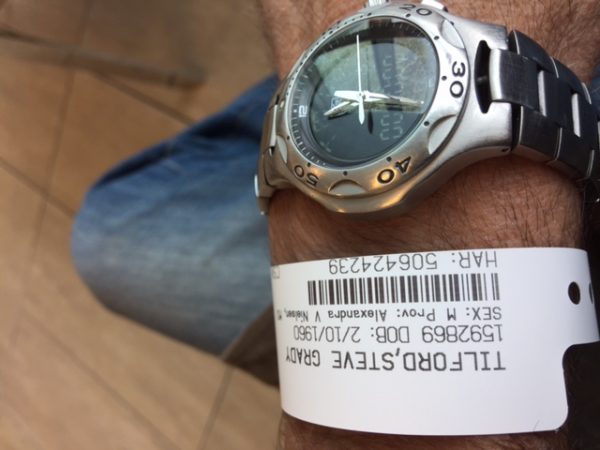 I'm not sure about doing outpatient stuff at a hospital and having to wear one of these. (Not the watch.) 