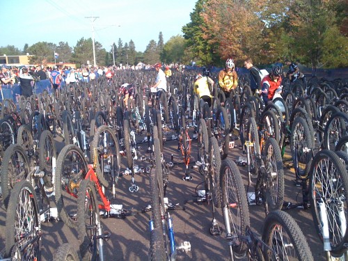1800 bikes lined up as early as the night before.