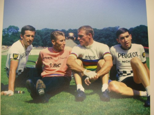 Merckx with Tom Simpson, Jacques Anquetil and Rudi Altig in 1967.