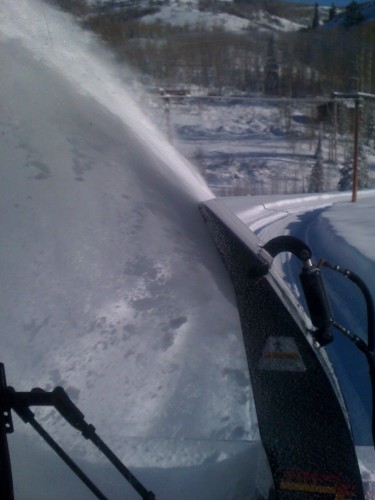 My view from inside the snow blower.