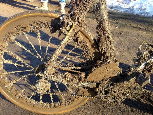 I'm not sure I've seen more mud on a cross bike before.  