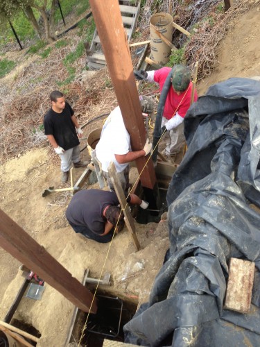 I was woken every morning to these guys who are putting up a new retaining wall in the back.  I was itching to help them.