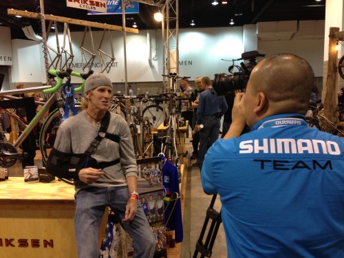 Doing an interview about the Di2 shifting I used for cross Nationals and Worlds.