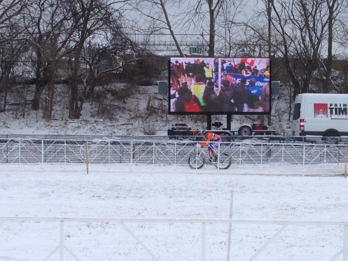 One lap to go in the women's race.
