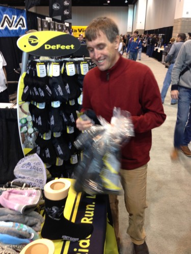 Vincent bought 29 pair of Defeet wool socks right when we got to the show.  His rational is that you don't have to spend any time matching up the pairs if all your socks are the same.  Hard to argue with that.