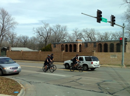 It was so warm yesterday here in Eastern Kansas that the bike cops were riding around in shorts.