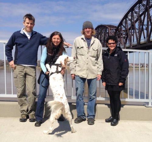 Karl, Trudi, B-man, me and Stacie at the new pedestrian bridge in Louisville.