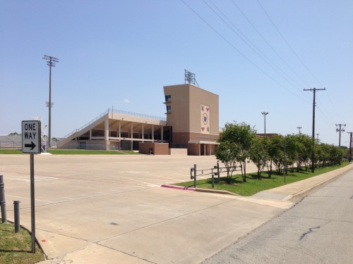 This is a local Dallas suburb high school football stadium.  It is bigger than the one at the University in Topeka.