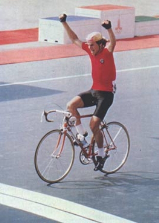 Soukho winning the Olympic Games in 1980 with his high socks of the times.