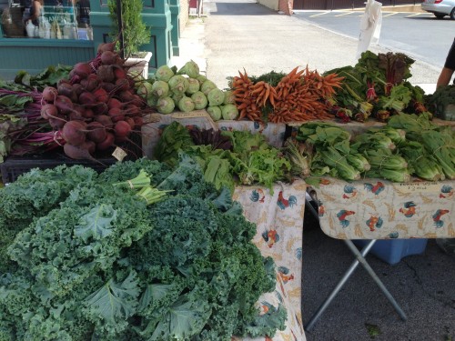 We went by the Farmer's Market on Cherry St. yesterday morning after breakfast.  Lots of good vegetables.