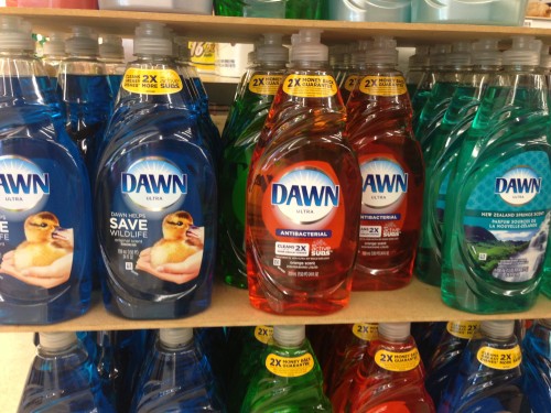 I didn't realize that they made so many different colors of Dawn.  Dawn is by far the best soap to use washing bikes.  I've used it for decades.