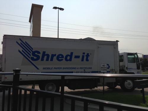 I saw this truck after all this.  We are so paranoid that we have big trucks rolling around that shred our paperwork.  