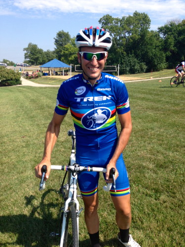 Mark Savery wearing his World's kit which he earned in Louisville in February.
