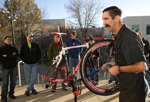 Here is Calvin Jones, of Park Tools, teaching at the BIll Woodall Cycling Clinic for USA Cycling.  