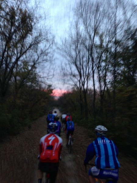 It is just dusk when we were heading out-of-town on the Landon Trail last night.
