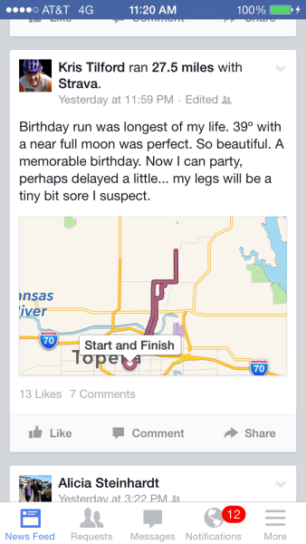 Kris decided he wanted to run a marathon before his birthday, so he just did it.  Ouch.