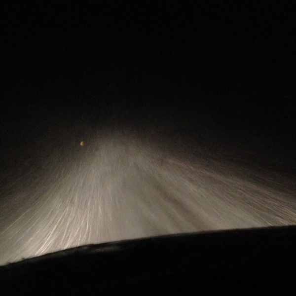 Whiteout driving back.