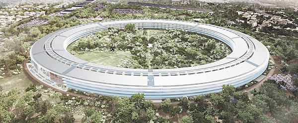 A rendition of Apple's futuristic campus.