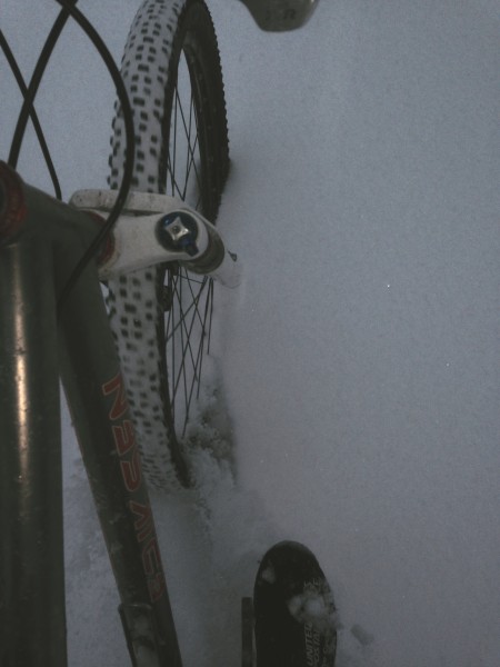 It was a little over my hubs in most places.  I'm not sure a fat bike would have been better.  I wish I would have riden my cross bike, to cut through the snow more easily.