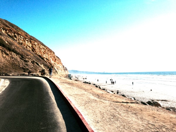 Starting up the inside road of Torrey Pines.