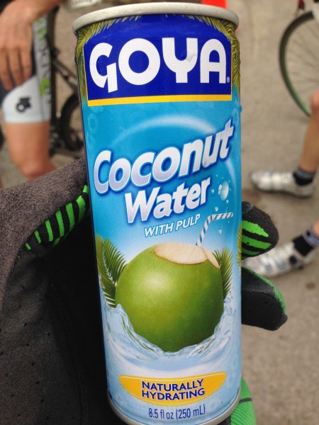 They were handing out this at the finish.  Coconut water with chunks of coconut in it.  I drank/ate 4.