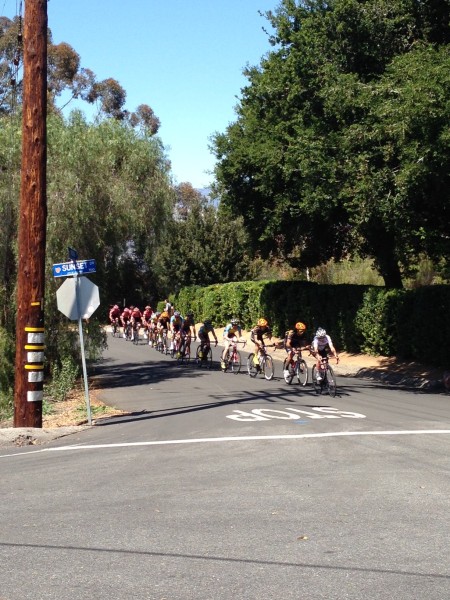 The riders up on the Sunset Loop early in the race.  It was already blown apart.
