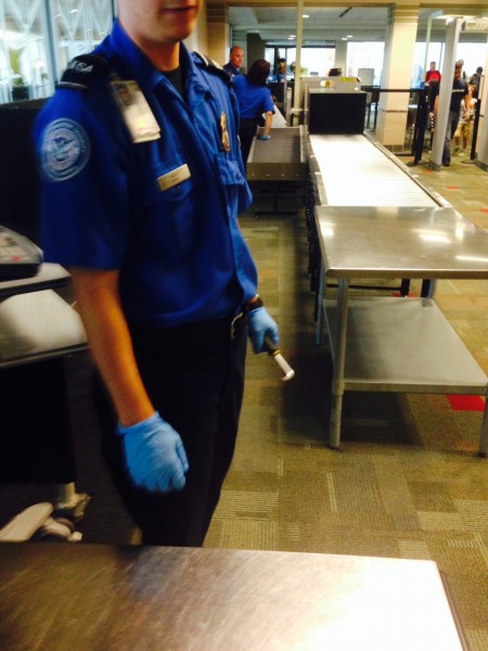 The first TSA agent just about to take my pedal wrench.