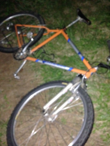 I rode Dennis' old Bontrager MTB bike to the lake.