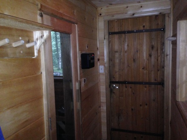 Outside of sauna downstairs.