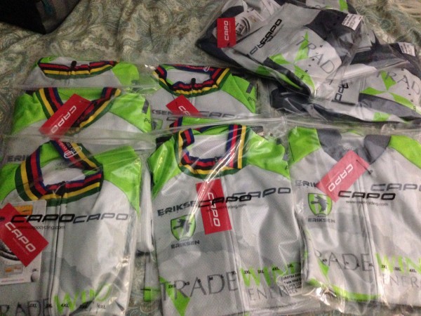 New team clothing on my bed.