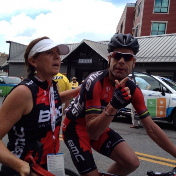 Trudi and Cadel after Sunday's stage of the Tour of Utah.  