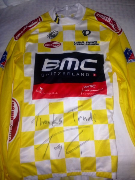 Tejay gave Trudi a signed leader's jersey after the race.
