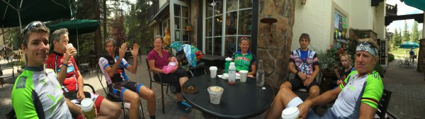 Gang sitting in Vail yesterday mid-ride.  Vincent's head really isn't that narrow.
