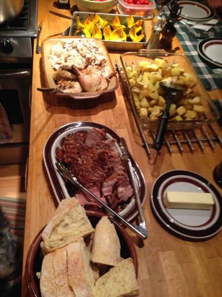Our pre-race feast last night, courtesy of Katie and Company.