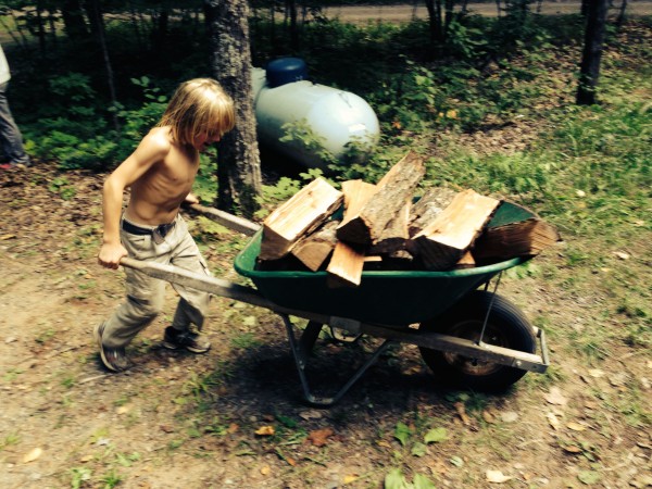 We even use child labor, though this child is stronger than most of us.  He's George's son and takes after his father.