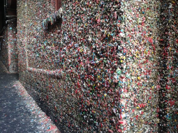 A wall of gum in Post Alley, below Pike Market.